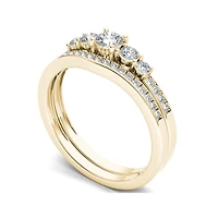 1 CT.T.W. Natural Diamond 14K Yellow Gold Bridal Ring Set