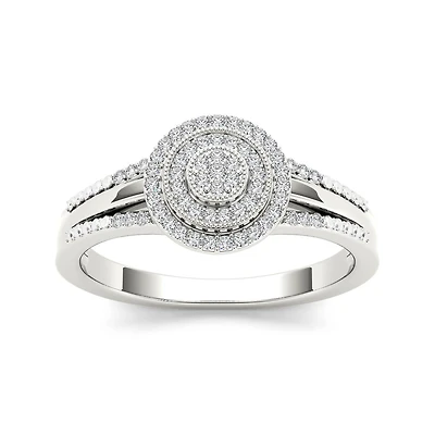1/6 CT.T.W. Natural Diamond 10K White Gold Engagement Ring