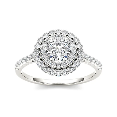 1 CT.T.W. Natural Diamond 14K White Gold Engagement Ring