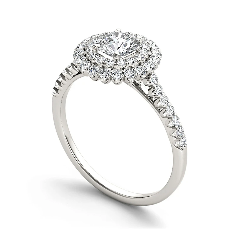 1 CT.T.W. Natural Diamond 14K White Gold Engagement Ring