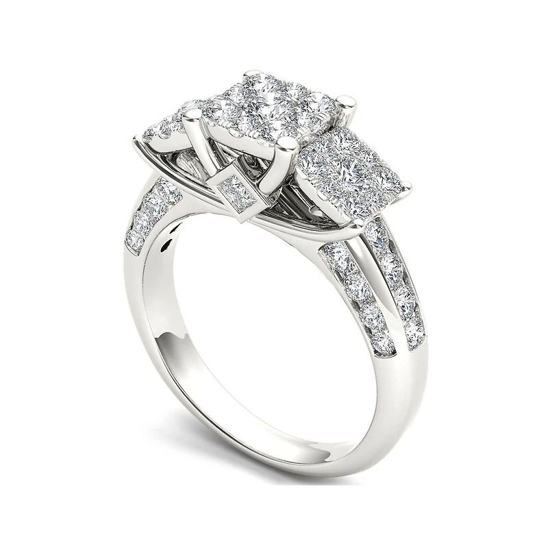 1 1/2 CT.T.W. Natural Diamond Cluster 10K Gold Engagement Ring
