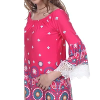 White Mark Rakel Womens Boat Neck 3/4 Sleeve Floral Sheath Dress