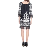 White Mark Uniss Womens Boat Neck 3/4 Sleeve Paisley Sheath Dress