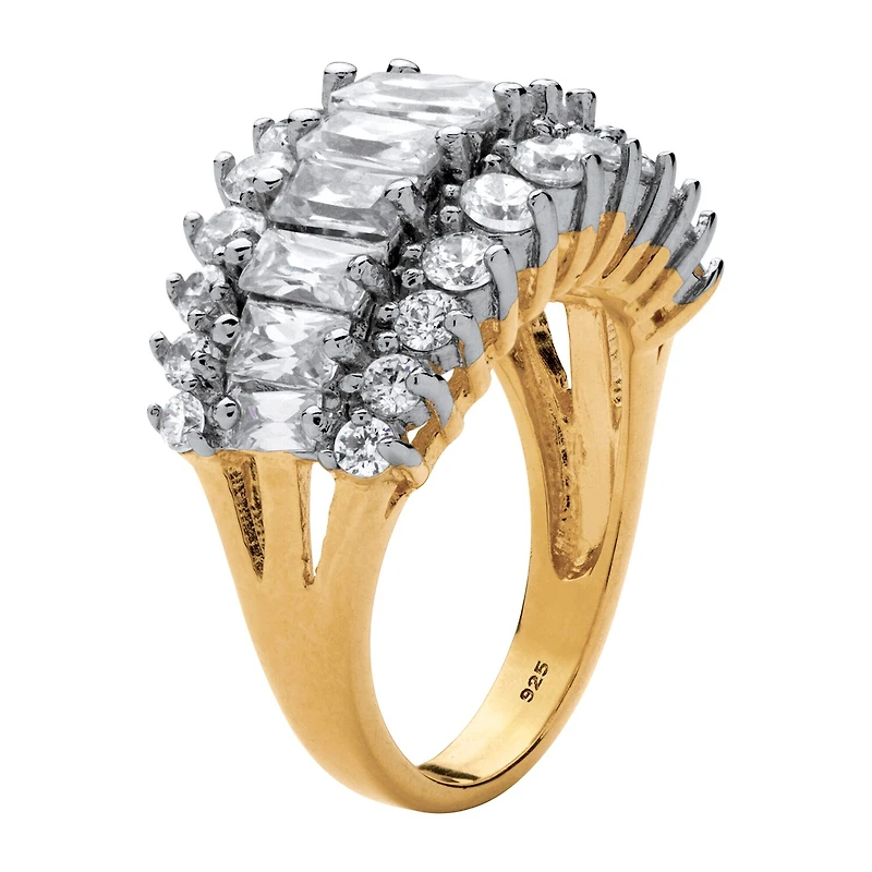 DiamonArt® Womens 1/4 CT. T.W. White Cubic Zirconia 18K Gold Over Silver Engagement Ring