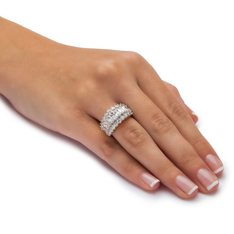 DiamonArt® Womens 1/4 CT. T.W. White Cubic Zirconia 18K Gold Over Silver Engagement Ring