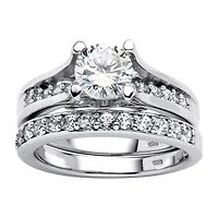 DiamonArt® Womens 1 3/4 CT. T.W. White Cubic Zirconia Platinum Over Silver Bridal Set