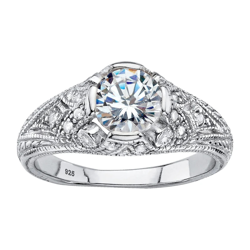 DiamonArt® Womens 1 3/4 CT. T.W. White Cubic Zirconia Sterling Silver Engagement Ring