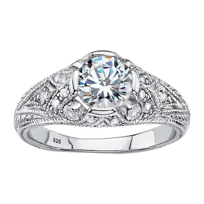 DiamonArt® Womens 1 3/4 CT. T.W. White Cubic Zirconia Sterling Silver Engagement Ring