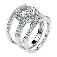 DiamonArt® Womens / CT. T.W. White Cubic Zirconia Platinum Over Silver Bridal Set