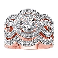 DiamonArt® Womens 2 1/3 CT. T.W. White Cubic Zirconia 14K Rose Gold Over Silver Bridal Set