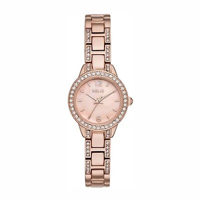 Relic By Fossil Womens Rose Goldtone Bracelet Watch Zr34507