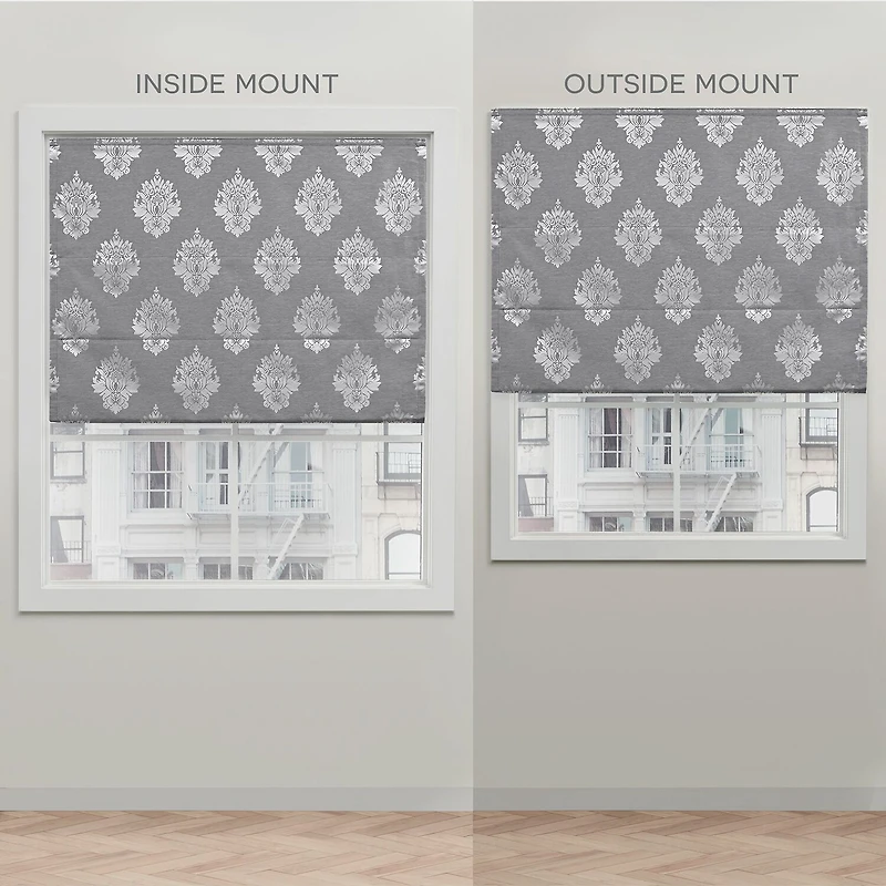 Exclusive Home Curtains Marseilles Damask Cordless Blackout Roman Shade