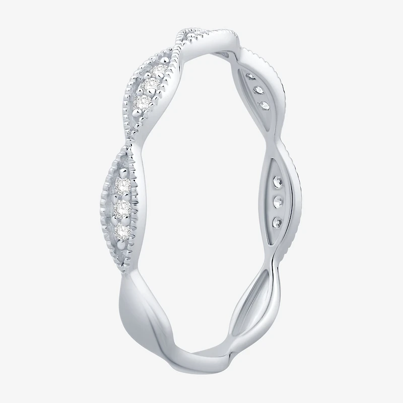 Womens 1/10 CT. T.W. Natural White Diamond 10K Gold Wedding Band