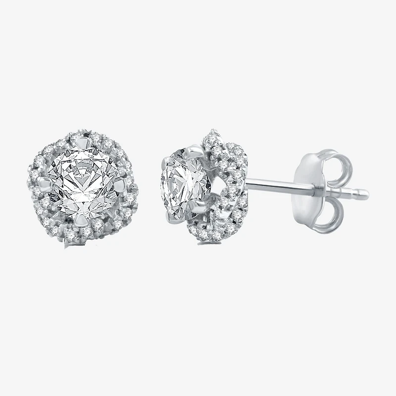 Ever Star (H-I / I1) 1 CT. T.W. Lab Grown White Diamond 10K White Gold 7.9mm Round Cushion Stud Earrings