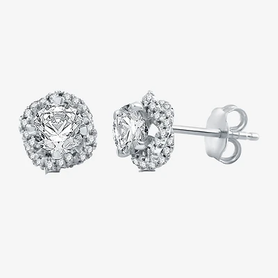 Ever Star (H-I / I1) 1 CT. T.W. Lab Grown White Diamond 10K White Gold 7.9mm Round Cushion Stud Earrings