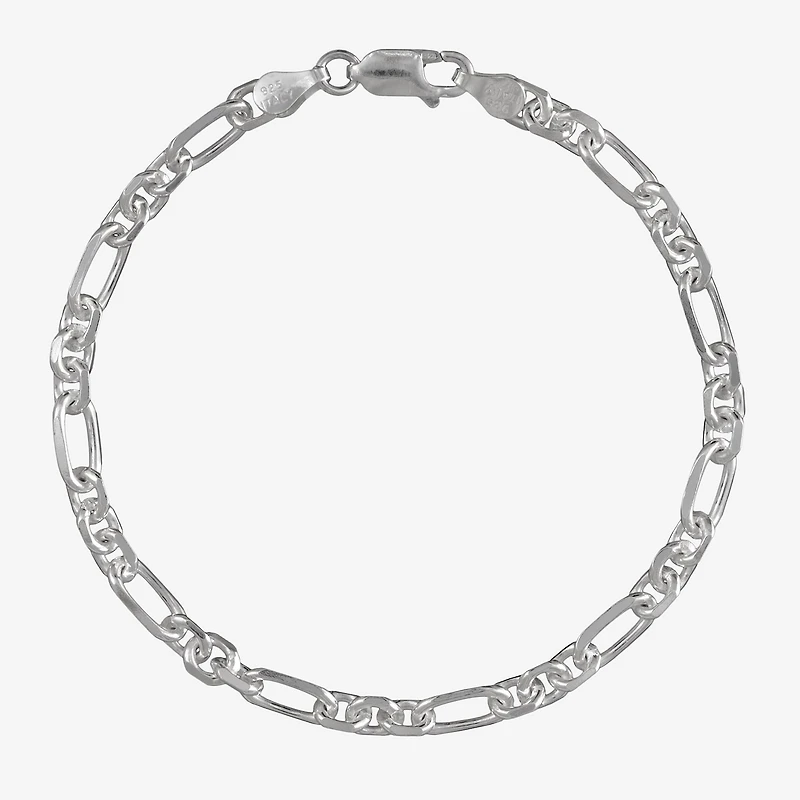Made in Italy Womens Sterling Silver Inch Solid Link Chain Bracelet