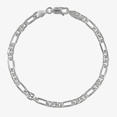 Made in Italy Womens Sterling Silver Inch Solid Link Chain Bracelet
