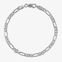 Made in Italy Womens Sterling Silver Inch Solid Link Chain Bracelet