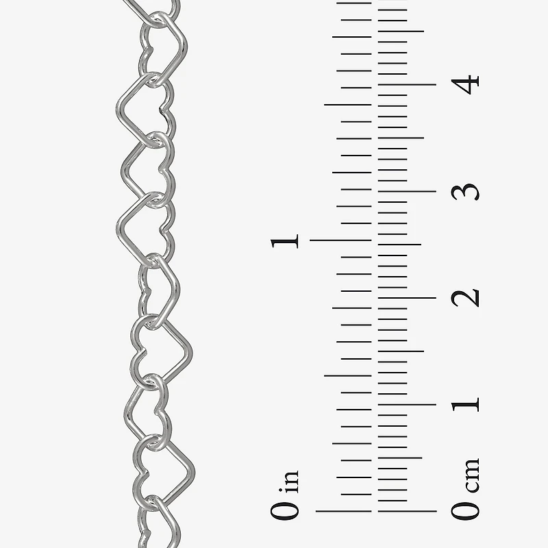 Polished Heart Ankle Bracelet Sterling Silver