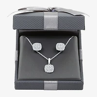 Womens 1 CT. T.W. Lab Grown White Diamond Sterling Silver Cushion 2-pc. Jewelry Set