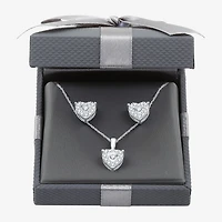 Womens 3/4 CT. T.W. Lab Grown White Diamond Sterling Silver Heart 2-pc. Jewelry Set