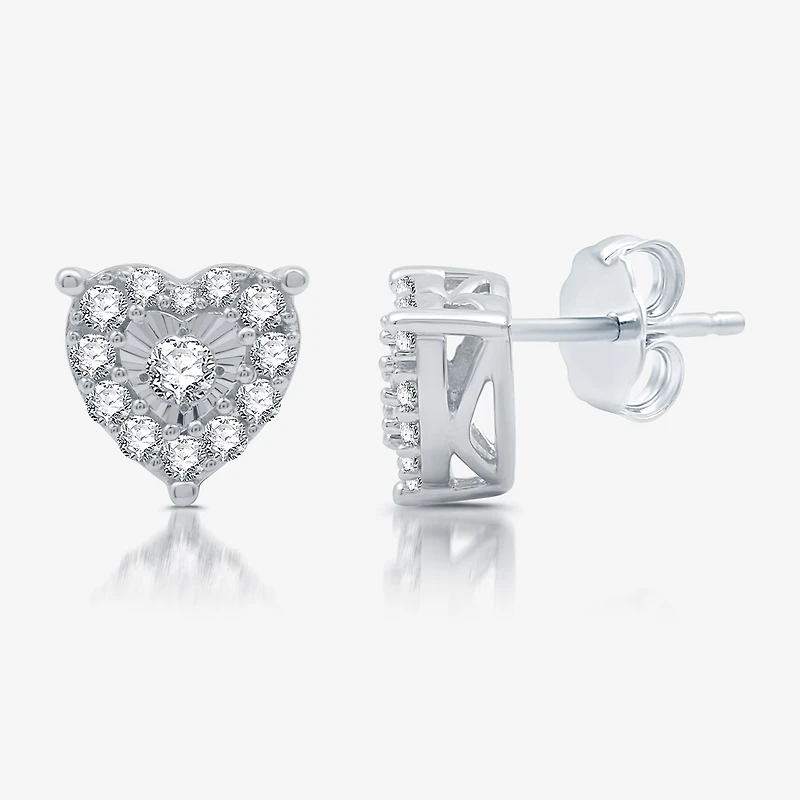 Womens 3/4 CT. T.W. Lab Grown White Diamond Sterling Silver Heart 2-pc. Jewelry Set
