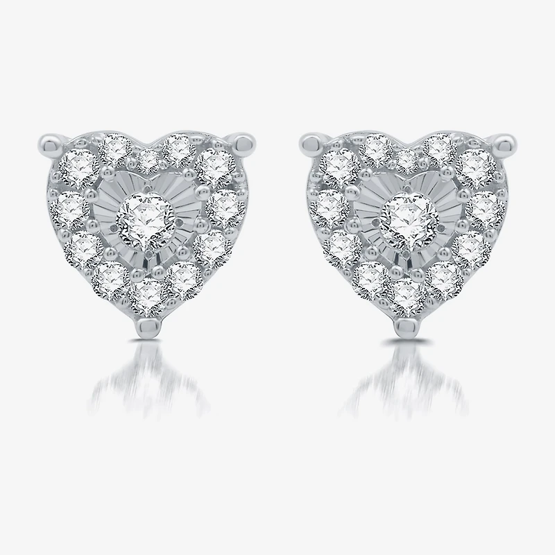 Womens 3/4 CT. T.W. Lab Grown White Diamond Sterling Silver Heart 2-pc. Jewelry Set