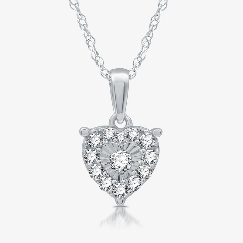 Womens 3/4 CT. T.W. Lab Grown White Diamond Sterling Silver Heart 2-pc. Jewelry Set