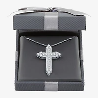 Womens 1 1/2 CT. T.W. Lab Grown White Diamond Sterling Silver Cross 18 Inch Pendant Necklace