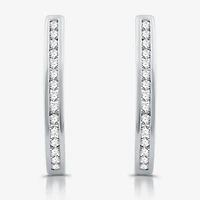 Womens 1/2 CT. T.W. Lab Grown White Diamond Sterling Silver 23.8mm Hoop Earrings
