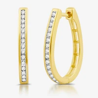 Womens 1/2 CT. T.W. Lab Grown White Diamond Sterling Silver 23.8mm Hoop Earrings