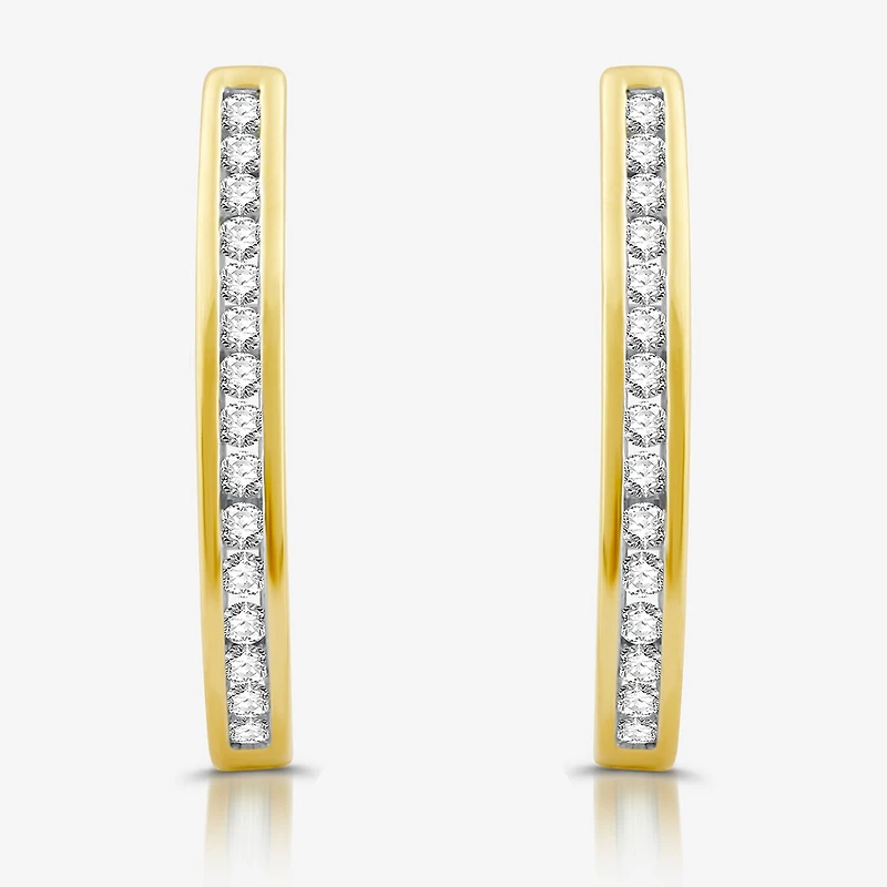 Womens 1/2 CT. T.W. Lab Grown White Diamond Sterling Silver 23.8mm Hoop Earrings