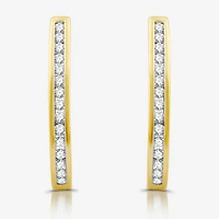Womens 1/2 CT. T.W. Lab Grown White Diamond Sterling Silver 23.8mm Hoop Earrings