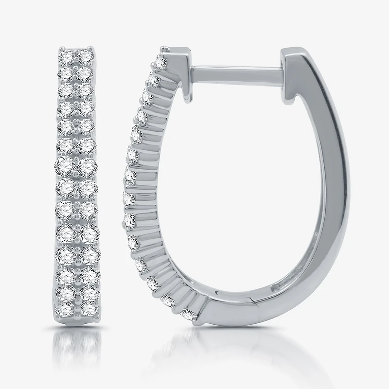 Womens 1/2 CT. T.W. Lab Grown White Diamond Sterling Silver 17.8mm Hoop Earrings