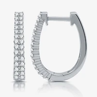 Womens 1/2 CT. T.W. Lab Grown White Diamond Sterling Silver 17.8mm Hoop Earrings
