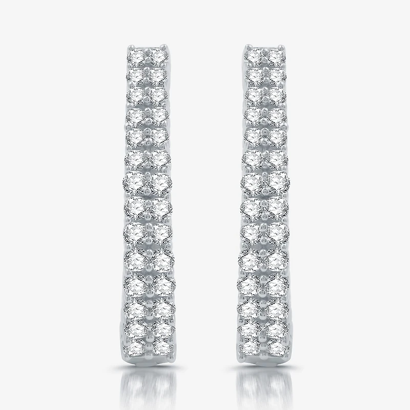 Womens 1/2 CT. T.W. Lab Grown White Diamond Sterling Silver 17.8mm Hoop Earrings