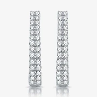 Womens 1/2 CT. T.W. Lab Grown White Diamond Sterling Silver 17.8mm Hoop Earrings