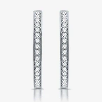 Womens 3/4 CT. T.W. Lab Grown White Diamond Sterling Silver 21.4mm Hoop Earrings