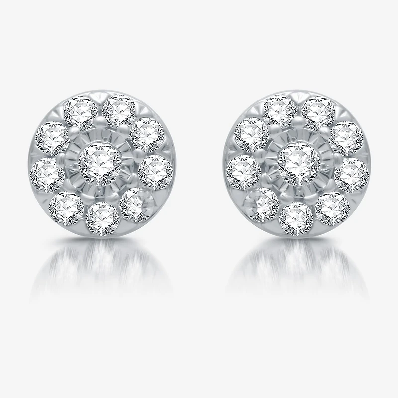 1/2 CT. T.W. Lab Grown White Diamond Sterling Silver 7.8mm Round Stud Earrings