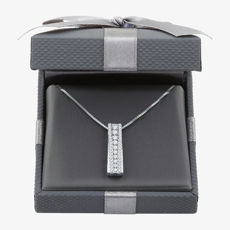Linear Womens 1/2 CT. T.W. Lab Grown White Diamond Sterling Silver 18 Inch Pendant Necklace