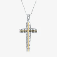 Womens 3/4 CT. T.W. Lab Grown White Diamond 14K Gold Over Silver Cross 18 Inch Pendant Necklace