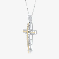Womens 3/4 CT. T.W. Lab Grown White Diamond 14K Gold Over Silver Cross 18 Inch Pendant Necklace