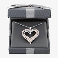 Womens 3/4 CT. T.W. Lab Grown White Diamond 14K Rose Gold Over Silver Sterling Silver Heart 18 Inch Pendant Necklace