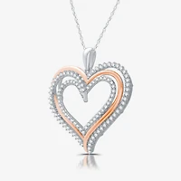 Womens 3/4 CT. T.W. Lab Grown White Diamond 14K Rose Gold Over Silver Sterling Silver Heart 18 Inch Pendant Necklace