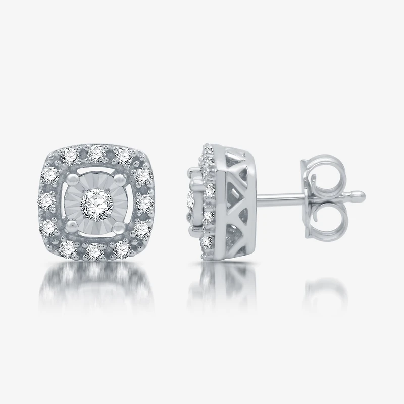 Womens 1/2 CT. T.W. Lab Grown White Diamond Sterling Silver Cushion 2-pc. Jewelry Set