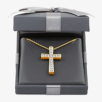 Womens 1/2 CT. T.W. Lab Grown White Diamond 14K Gold Over Silver Sterling Silver Cross 18 Inch Pendant Necklace