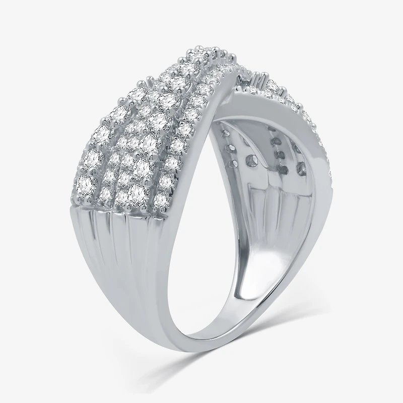 Womens 5.5MM 1 1/2 CT. T.W. Lab Grown White Diamond Sterling Silver Band
