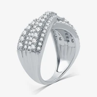 Womens 5.5MM 1 1/2 CT. T.W. Lab Grown White Diamond Sterling Silver Band