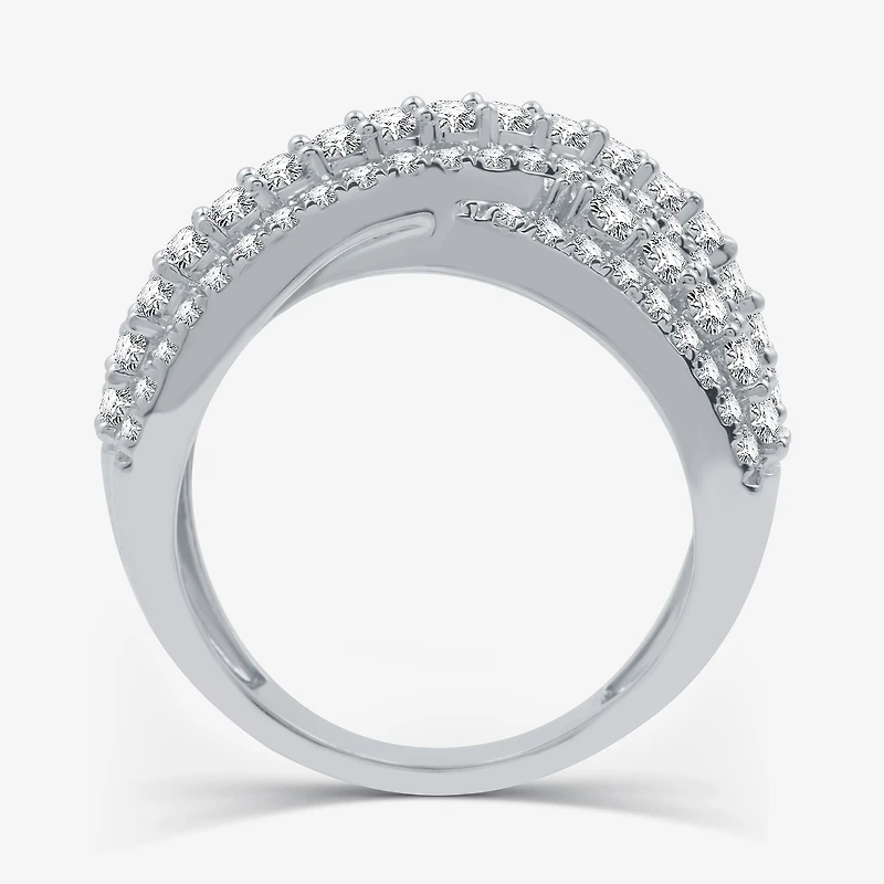 Womens 5.5MM 1 1/2 CT. T.W. Lab Grown White Diamond Sterling Silver Band