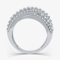 Womens 5.5MM 1 1/2 CT. T.W. Lab Grown White Diamond Sterling Silver Band
